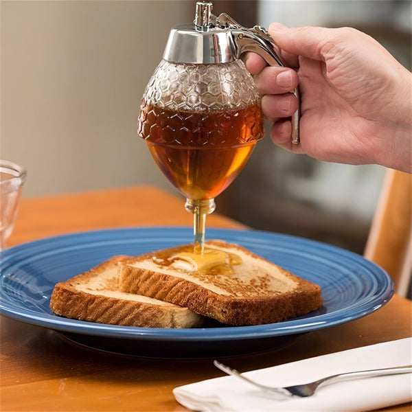 Elegant Crystal Honey Dispenser Honey Syrup Bee Pot Jar